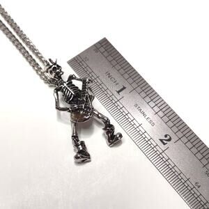 Stainless Necklace Dancing Skeleton Guitar Player Hat Birthday Valentines Gift
